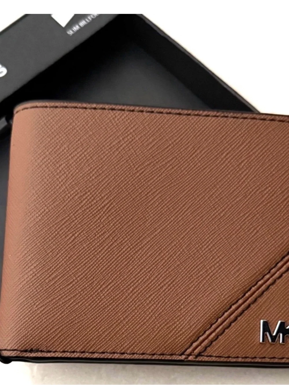 Michael Kors Brown Men’s Slim Leather Wallet with MK Logo